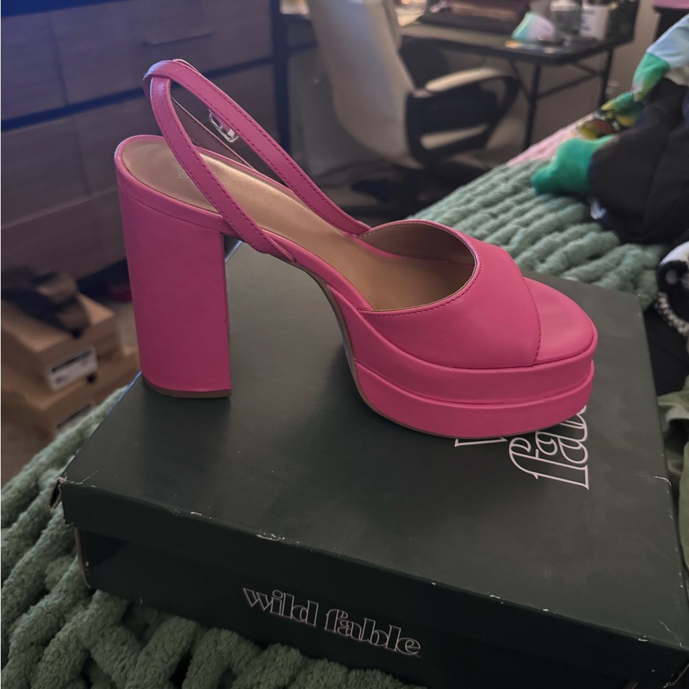 wild fable Hot Pink Platform Slingback Heels
